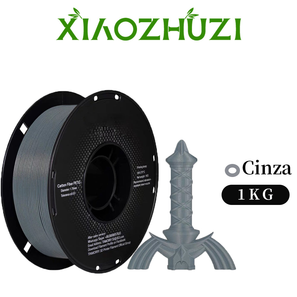 XIAOZHUZI-filamento de fibra de carbono petg 3d filamento de impressora 3d de alta resistência 1.75mm 1kg filamento de fibra de carbono petg para laboratório bambu PETG-CF